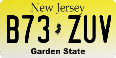 NJ license plate B73ZUV