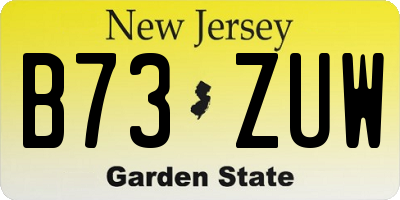 NJ license plate B73ZUW