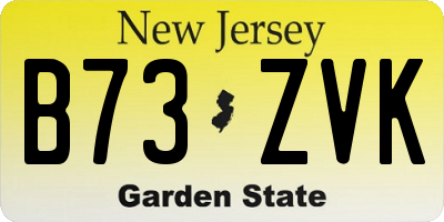 NJ license plate B73ZVK