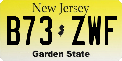NJ license plate B73ZWF