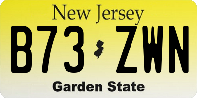 NJ license plate B73ZWN