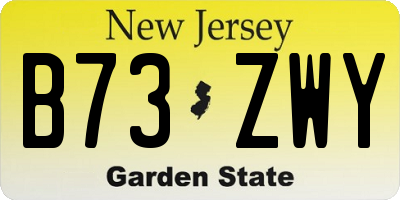 NJ license plate B73ZWY