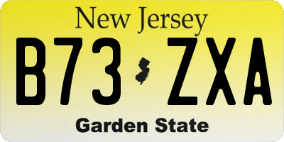 NJ license plate B73ZXA