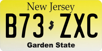 NJ license plate B73ZXC