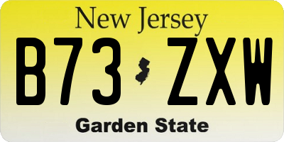 NJ license plate B73ZXW