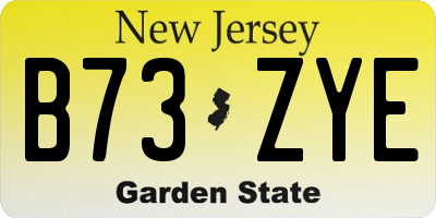 NJ license plate B73ZYE