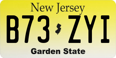 NJ license plate B73ZYI