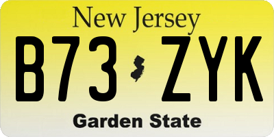 NJ license plate B73ZYK