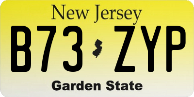 NJ license plate B73ZYP