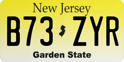 NJ license plate B73ZYR