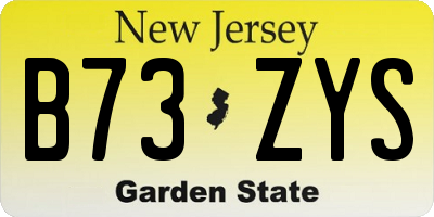 NJ license plate B73ZYS