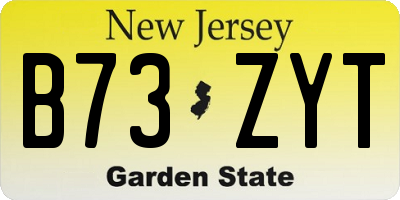 NJ license plate B73ZYT