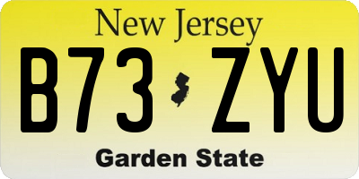 NJ license plate B73ZYU