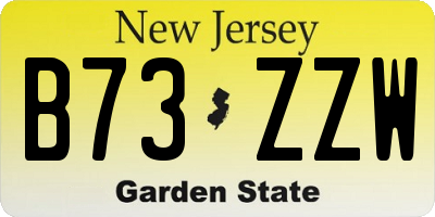 NJ license plate B73ZZW