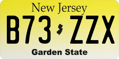 NJ license plate B73ZZX