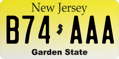 NJ license plate B74AAA