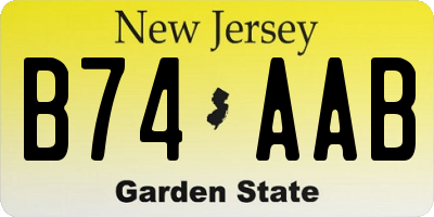 NJ license plate B74AAB