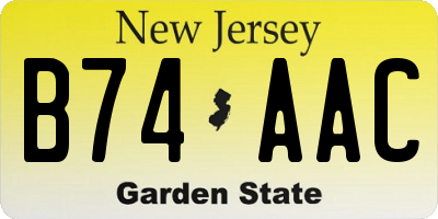 NJ license plate B74AAC