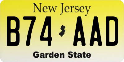 NJ license plate B74AAD