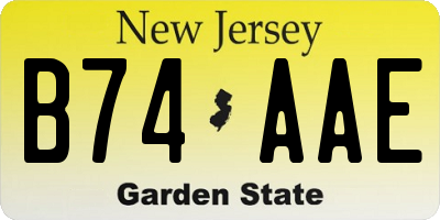 NJ license plate B74AAE