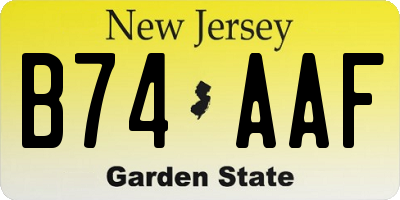 NJ license plate B74AAF