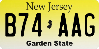 NJ license plate B74AAG