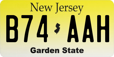NJ license plate B74AAH