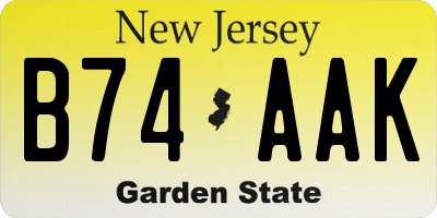 NJ license plate B74AAK