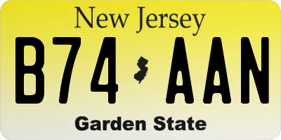 NJ license plate B74AAN