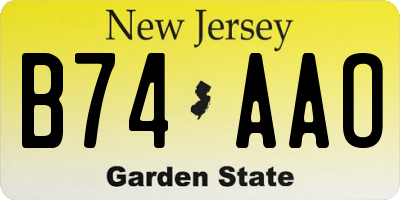 NJ license plate B74AAO
