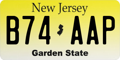 NJ license plate B74AAP
