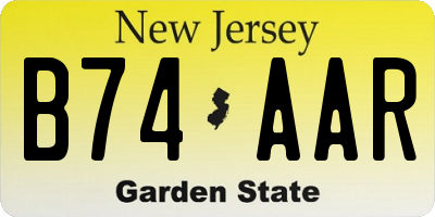 NJ license plate B74AAR
