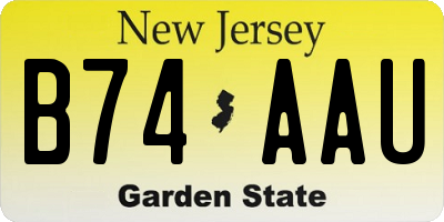 NJ license plate B74AAU