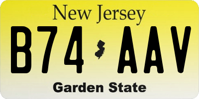 NJ license plate B74AAV