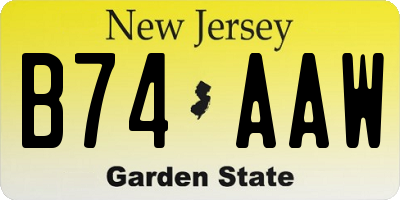 NJ license plate B74AAW