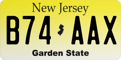 NJ license plate B74AAX