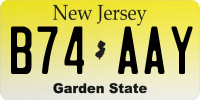 NJ license plate B74AAY