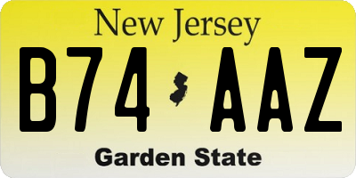 NJ license plate B74AAZ
