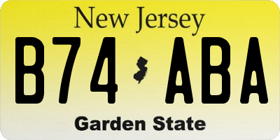 NJ license plate B74ABA
