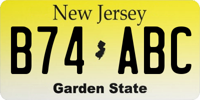 NJ license plate B74ABC