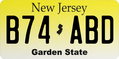 NJ license plate B74ABD
