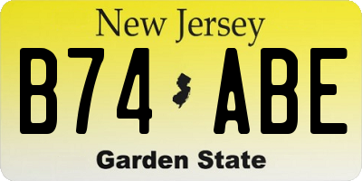 NJ license plate B74ABE