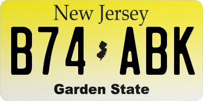 NJ license plate B74ABK