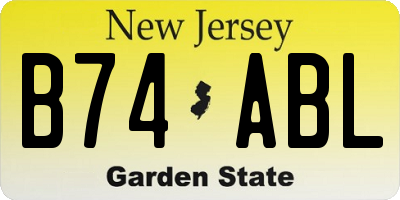NJ license plate B74ABL