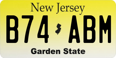 NJ license plate B74ABM