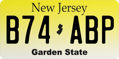 NJ license plate B74ABP