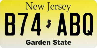 NJ license plate B74ABQ