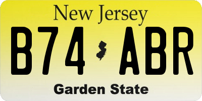 NJ license plate B74ABR