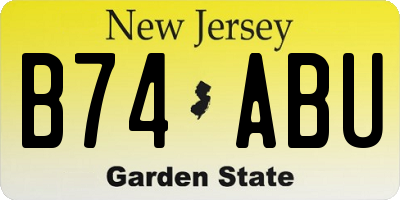 NJ license plate B74ABU