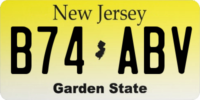 NJ license plate B74ABV